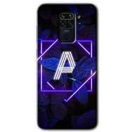 Xiaomi Redmi Note 9 Dark Neon Yaprak A Harfi Baskılı Uyumlu Silikon Kılıf