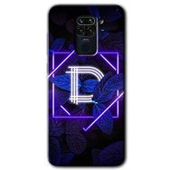 Xiaomi Redmi Note 9 Dark Neon Yaprak D Harfi Baskılı Uyumlu Silikon Kılıf