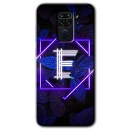 Xiaomi Redmi Note 9 Dark Neon Yaprak E Harfi Baskılı Uyumlu Silikon Kılıf