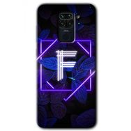 Xiaomi Redmi Note 9 Dark Neon Yaprak F Harfi Baskılı Uyumlu Silikon Kılıf