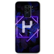 Xiaomi Redmi Note 9 Dark Neon Yaprak H Harfi Baskılı Uyumlu Silikon Kılıf