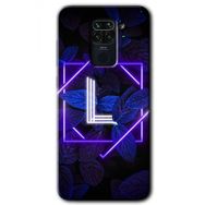 Xiaomi Redmi Note 9 Dark Neon Yaprak L Harfi Baskılı Uyumlu Silikon Kılıf