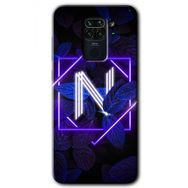 Xiaomi Redmi Note 9 Dark Neon Yaprak N Harfi Baskılı Uyumlu Silikon Kılıf