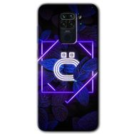 Xiaomi Redmi Note 9 Dark Neon Yaprak O Harfi Baskılı Uyumlu Silikon Kılıf