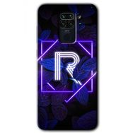 Xiaomi Redmi Note 9 Dark Neon Yaprak R Harfi Baskılı Uyumlu Silikon Kılıf