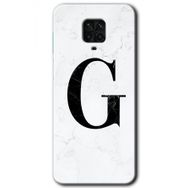 Xiaomi Redmi Note 9 Pro Beyaz Mermer Desenli G Harfi Baskılı Uyumlu Silikon Kılıf