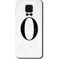 Xiaomi Redmi Note 9 Pro Beyaz Mermer Desenli Ö Harfi Baskılı Uyumlu Silikon Kılıf