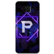 Xiaomi Redmi Note 9 Pro Dark Neon Yaprak P Harfi Baskılı Uyumlu Silikon Kılıf