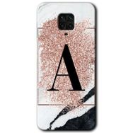 Xiaomi Redmi Note 9 Pro Pembe Mermer Desenli A Harfi Baskılı Uyumlu Silikon Kılıf
