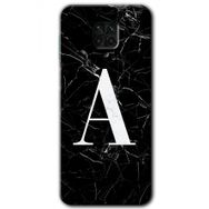 Xiaomi Redmi Note 9 Pro Siyah Mermer Desenli A Harfi Baskılı Uyumlu Silikon Kılıf