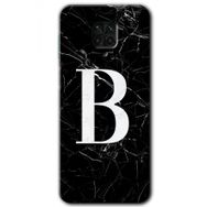 Xiaomi Redmi Note 9 Pro Siyah Mermer Desenli B Harfi Baskılı Uyumlu Silikon Kılıf