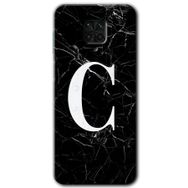 Xiaomi Redmi Note 9 Pro Siyah Mermer Desenli C Harfi Baskılı Uyumlu Silikon Kılıf