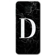 Xiaomi Redmi Note 9 Pro Siyah Mermer Desenli D Harfi Baskılı Uyumlu Silikon Kılıf