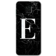 Xiaomi Redmi Note 9 Pro Siyah Mermer Desenli E Harfi Baskılı Uyumlu Silikon Kılıf