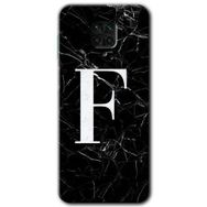 Xiaomi Redmi Note 9 Pro Siyah Mermer Desenli F Harfi Baskılı Uyumlu Silikon Kılıf