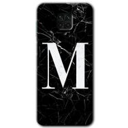 Xiaomi Redmi Note 9 Pro Siyah Mermer Desenli M Harfi Baskılı Uyumlu Silikon Kılıf