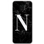 Xiaomi Redmi Note 9 Pro Siyah Mermer Desenli N Harfi Baskılı Uyumlu Silikon Kılıf