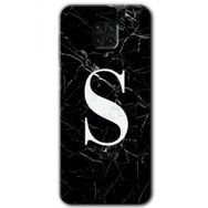 Xiaomi Redmi Note 9 Pro Siyah Mermer Desenli Ş Harfi Baskılı Uyumlu Silikon Kılıf