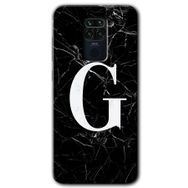 Xiaomi Redmi Note 9 Siyah Mermer Desenli G Harfi Baskılı Uyumlu Silikon Kılıf