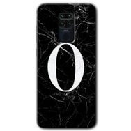 Xiaomi Redmi Note 9 Siyah Mermer Desenli O Harfi Baskılı Uyumlu Silikon Kılıf