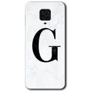 Xiaomi Redmi Note 9S Beyaz Mermer Desenli G Harfi Baskılı Uyumlu Silikon Kılıf