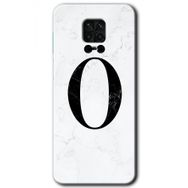 Xiaomi Redmi Note 9S Beyaz Mermer Desenli O Harfi Baskılı Uyumlu Silikon Kılıf