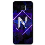 Xiaomi Redmi Note 9S Dark Neon Yaprak N Harfi Baskılı Uyumlu Silikon Kılıf