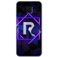 Xiaomi Redmi Note 9S Dark Neon Yaprak R Harfi Baskılı Uyumlu Silikon Kılıf