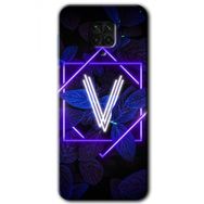Xiaomi Redmi Note 9S Dark Neon Yaprak V Harfi Baskılı Uyumlu Silikon Kılıf