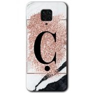 Xiaomi Redmi Note 9s Pembe Mermer Desenli Ç Harfi Baskılı Uyumlu Silikon Kılıf