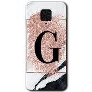 Xiaomi Redmi Note 9s Pembe Mermer Desenli G Harfi Baskılı Uyumlu Silikon Kılıf