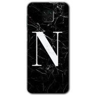 Xiaomi Redmi Note 9s Siyah Mermer Desenli F Harfi Baskılı Uyumlu Silikon Kılıf