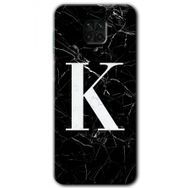 Xiaomi Redmi Note 9s Siyah Mermer Desenli K Harfi Baskılı Uyumlu Silikon Kılıf