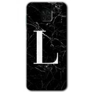Xiaomi Redmi Note 9s Siyah Mermer Desenli L Harfi Baskılı Uyumlu Silikon Kılıf