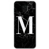 Xiaomi Redmi Note 9s Siyah Mermer Desenli M Harfi Baskılı Uyumlu Silikon Kılıf