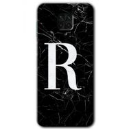 Xiaomi Redmi Note 9s Siyah Mermer Desenli R Harfi Baskılı Uyumlu Silikon Kılıf