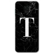 Xiaomi Redmi Note 9s Siyah Mermer Desenli T Harfi Baskılı Uyumlu Silikon Kılıf