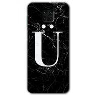 Xiaomi Redmi Note 9s Siyah Mermer Desenli Ü Harfi Baskılı Uyumlu Silikon Kılıf