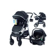 Yoyko Luxury 3 In 1 Siyah Silver Travel Sistem Bebek Arabası