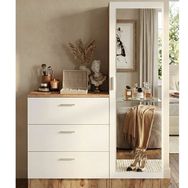 Yurudesign Nancy Aynalı Beyaz Şifonyer Gardrop