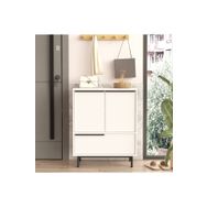 Yurudesign Ocean Ayakkabılık Çok Amaçlı Dolap 3 Kapaklı Metal Ayaklı Beyaz ON8C-W