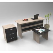 Yurudesign Vario ABCF 3 Renk Meşe-Siyah Ofis ve Büro Masa Takımı
