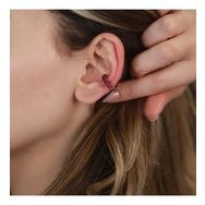 Yuvarlak Mor Zirkon Taşlı Rose Gold Kaplama Gümüş Kıkırdak Küpe
