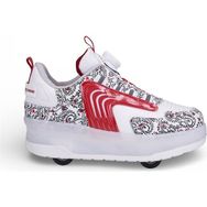 YVZ Patenli Işıklı Spor Ayakkabısı & Tekerlekli Sneakers Paten Ayakkabı Ortopedik Modeli Silikon Teker - Kırmızı - Beyaz - 35