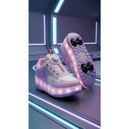 YVZ Patenli Işıklı Spor Ayakkabısı & Tekerlekli Sneakers Paten Ayakkabı Ortopedik Modeli Silikon Teker - Mor - 30