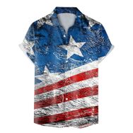 YWBleked Hawaii 3D Baskı Bağımsızlık Günü Denim Beyaz Erkek Gömlek