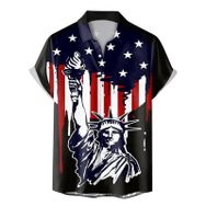YWBleked Hawaii 3D Baskı Bağımsızlık Günü Denim Koyu Gri Erkek Gömlek