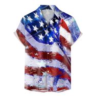 YWBleked Hawaii 3D Baskı Bağımsızlık Günü Denim Lacivert Erkek Gömlek
