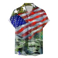 YWBleked Hawaii 3D Baskı Bağımsızlık Günü Denim Siyah Erkek Gömlek