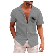 YWBleked Hawaii 3D Baskı Ejderha Gri Erkek Gömlek